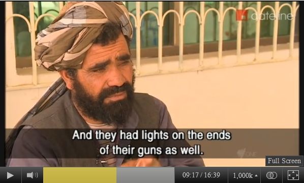 Screen-captured SBS-TV image of Baran Akhon, the brother of Mohammad Dawood. Mohammad Dawood was murdered in Balandi/Najiban village, Panjwai district, Kandahar province, Afghanistan, on the night of March 11, 2012