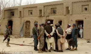 A March 11, 2012 photograph of the Mohammad Wazir home's exterior, showing smoke damage, in Balandi/Najiban village, Panjwai district, Afghanistan